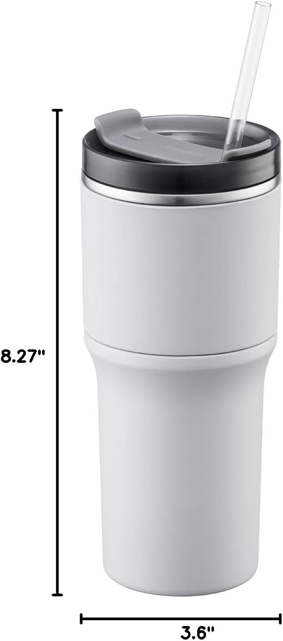 LocknLock Metro Tumbler Stainless Steel Double Wall Insulated with Non-slip grip, Lid, 22 oz, Off-white - Image 8