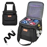 TavenRoa Boccia Kugeltasche für 8 Kugeln, Tragetasche für Boccia Set mit Herausnehmbaren Trennwänden, Gepolsterte Aufbewahrungstasche mit Schultergurt & Netztaschen, Schwarz (Nur Tasche)