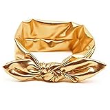 AISIBO Baby Headbands, Children Big Bow Elasticity Headband Kids for Girls Newborn Infant Toddlers Kids (Gold)