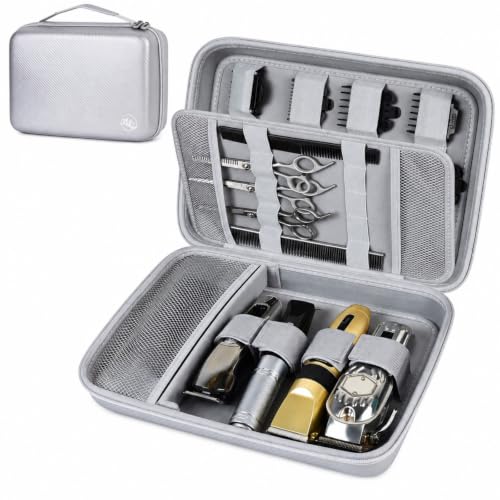 Boobowl Hard Travel Case for Hair Clippers, Barber Tool Organizer, Silver