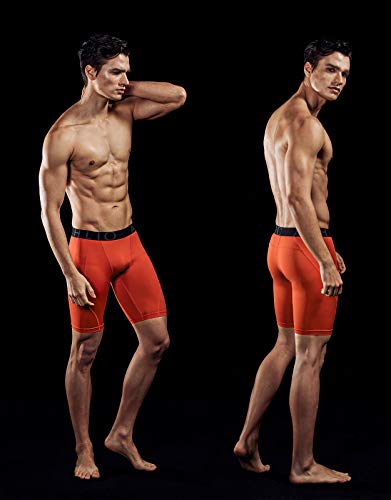 ATHLIO Men's Athletic Cool Dry Compression Shorts, Sports Performance Active Running Tights, 3pack(bsp06) - Black/Charcoal/Orange, XX-Large - Thumbnail 5