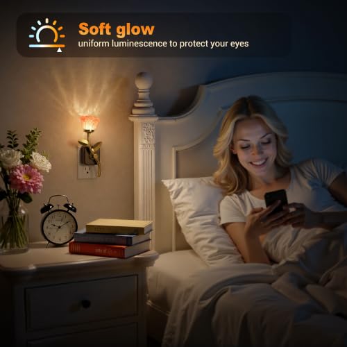 Image of JandCase Night Light, Night Lights Plug into Wall, Rose Crystal Nightlight