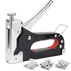 Tacker voor hout, handnietmachine met 3000 klemmen, 3-in-1 tackerpistool, krachtige houtnietmachine met klemverwijderaar, regelbare schietkracht voor timmerwerk, doe-het-zelvers