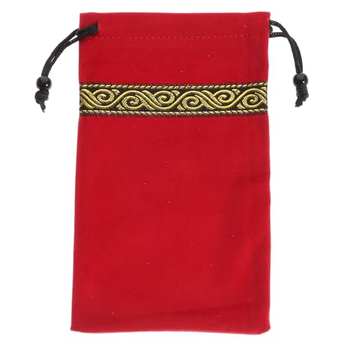jojofuny Pochette Cordon Robuste en Velours Rouge pour Cartes de Tarot et Fermeture Sécurisée, Paquet de Rangement Élégant pour Jeux de Divination et Petits Objets