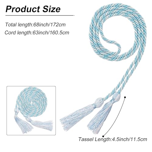 Image of GraduationMall Graduation Polyester Honor Cord 68 inch SkyBlueWhite