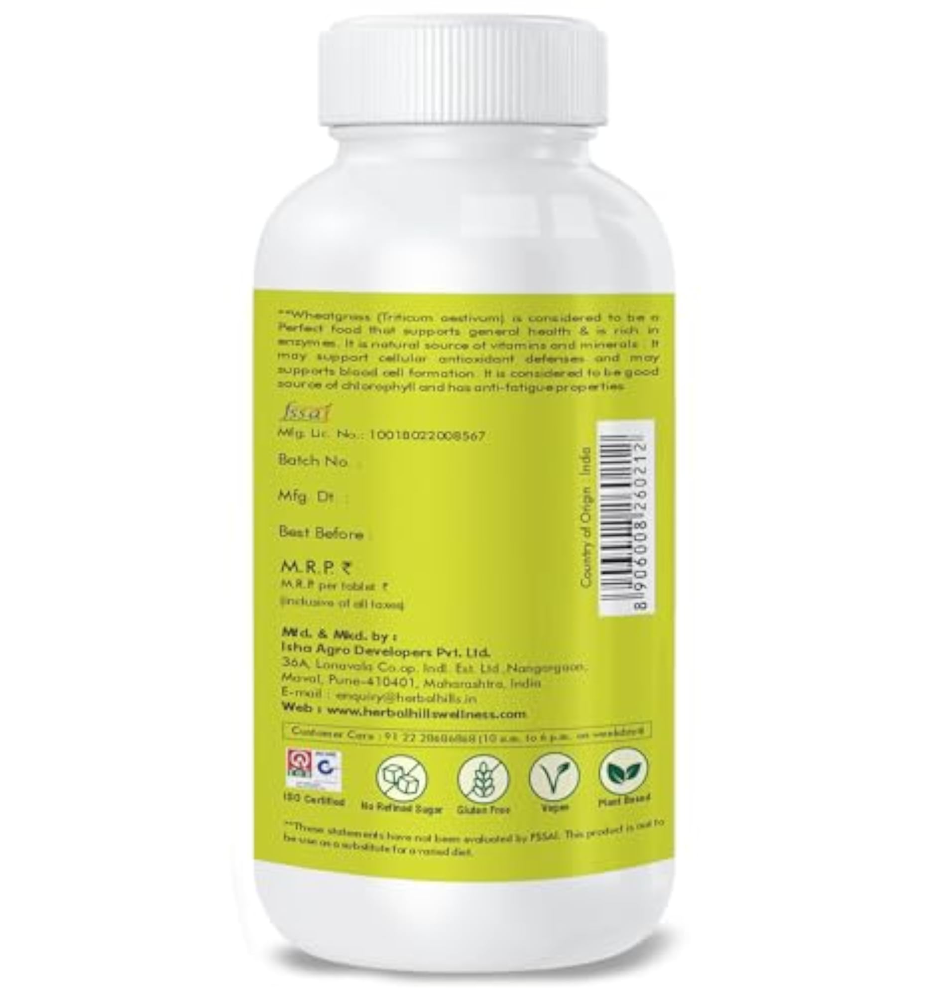 Wheatgrass Herbal Tablets, 120 Count Pack of 2