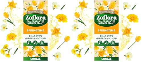 Image of Zoflora Springtime 500ml, Concentrated 3-in-1 Multipurpose Disinfectant Kills 99.9% of Bacteria & Viruses (Pack of 2)