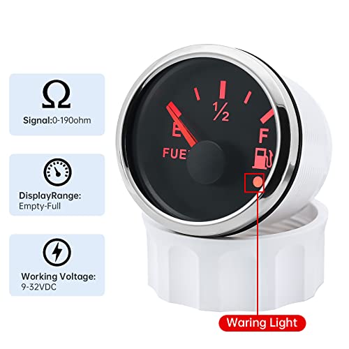 Kraftstoffstandsanzeige mit 200mm Kraftstoffstandssensor, 0-190ohms 7 Hintergrundbeleuchtung Universal Auto Kraftstoffstandsanzeige Tankuhr mit Wasserstandssensor Kraftstoffsensor für, Boot, Wohnmobil