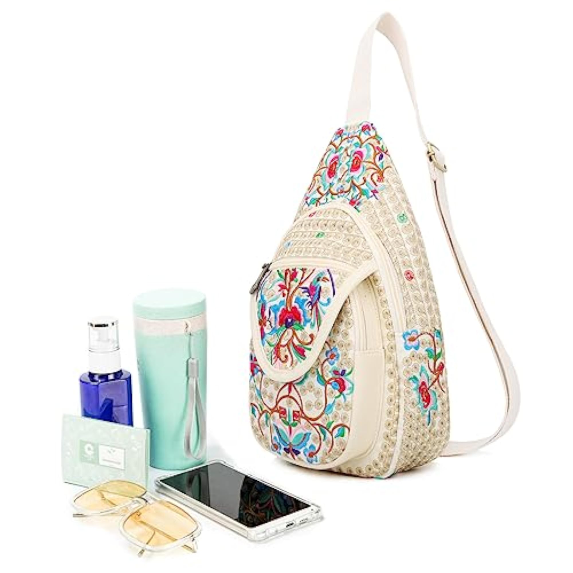 Vintage Floral Embroidered Backpack for Women, Mini Travel Purse