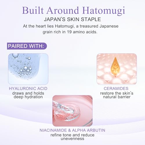 Image of Hatomugi Face Serum Cream 50g for Glowing Skin | Japanese Beauty Formula Advanced Hydration, Brightening & Barrier Repair | Anti Aging & Anti Acne With Hyaluronic Acid, Niacinamide&Ceramides