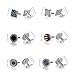 Wynameleri Cufflink 12 Pairs, Classic Fashion Men's Cuff Links Silver-tone Gold-tone Black for Business Wedding Party Gift Box T0212013