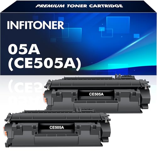 INFITONER 2er Pack 05A 05X CE505A CE505X CE505D CE505AD CE505XD Cartouche de Toner Compatible pour LaserJet P2035 P2055DN P2035N P2055 P2055D P2055X P2030 P2050 Noir