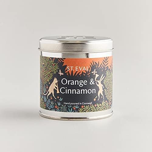 St Eval Christmas Orange & Cinnamon Scented Tin Candle - Wax - Home Decor & Office Fragrance - Gift