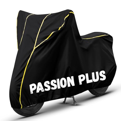 Image of Bike Cover for Passion Plus 100% Waterproof, Dustproof & Scratch Resistant| Fully Bottom Elastic UV Resistant Heavy Duty Body Cover | All Weather Outdoor Use