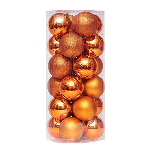 24pack de Adornos de Bolas de Navidad, Colgantes de árbol de Navidad para Colgar fácilmente, a Prueba de Golpes, de Bolas de Navidad Naranja Bolas de Navidad Cover