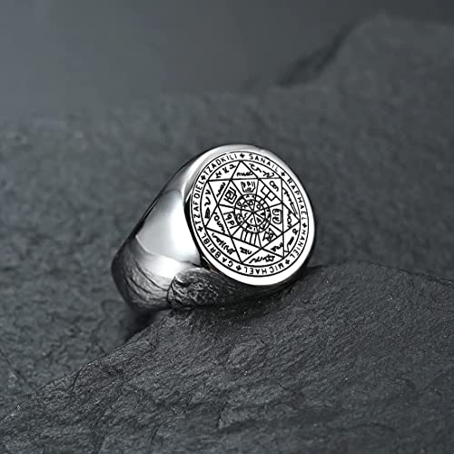 Stainless Steel Archangels Protection Band Ring, Gift for Him