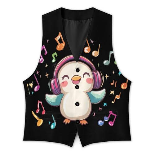 Duck Loves Music Casual Suit Vest for Men Formal Business Dress Regular Fit Waistcoat Tuxedo2