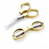 Folding Scissors 8‑Shape Stretch Portable Multi‑Purpose Shears for Paper Cutting Outdoor Travel Fishing Household DIY use (gold)