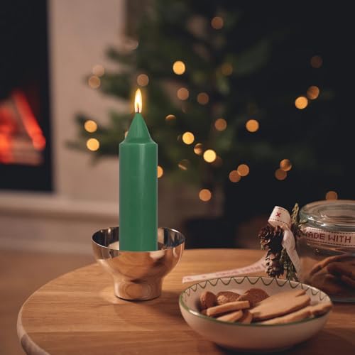 Image of Handmade Unscented Taper Candles Slow Burn Dark Green Candles 5 Inch Short Dinner Candle Sticks Smokeless for Weddings Holiday Gifts Home Decoration 4 Pcs