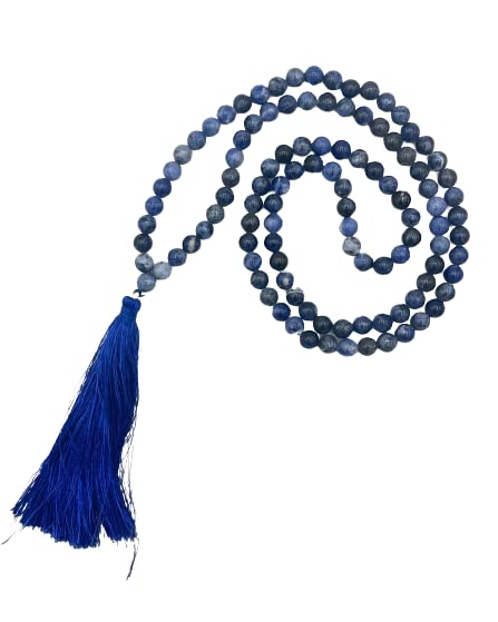Image of Natural Crystal Gemstone Lapis Lazuli Jap Mala 8mm 108 Beads for Meditation, Pooja, Chanting, Wearing (8mm, Lapis)