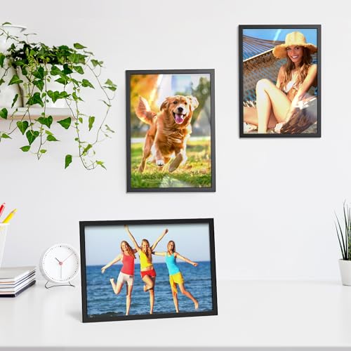 Alyoen Bilderrahmen Din A4 6er-Setm, Holz Rahmen(21 x 29,7 cm), Bilderrahmen Kinderzeichnungen A4 für Fotos, Bilder, Poster, Schwarz