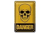 Plaque décorative Plaque en tôle 40 x 30 cm Danger tête de mort d\'avertissement DekoNo7