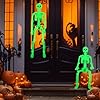 TEWWCEO Halloween-skelet, decoratie, 2 stuks, skelet, Halloween, beweegbare skeletdecoraties voor Halloween, Halloween, schedel voor binnen en buiten, decoratie, griezelig feest, scène #1