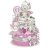 Tamaño: aprox. 45 cm de alto y 27 cm de ancho. La tarta de bebé se envía envuelta en una caja de regalo y decorada con un bonito lazo. Personalizable.
