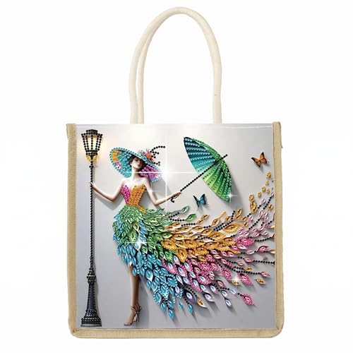 Sac d'art en diamant en toile grand format Stb025 pour femme DIY