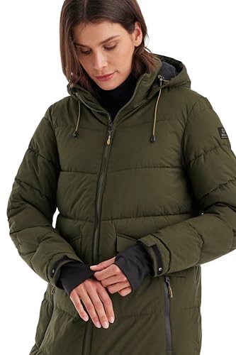 Killtec Damen Kow 62 Wmn Qltd Ct Wintermantel Mantel in Daunenoptik mit Kapuze, dunkeloliv, 38 EU