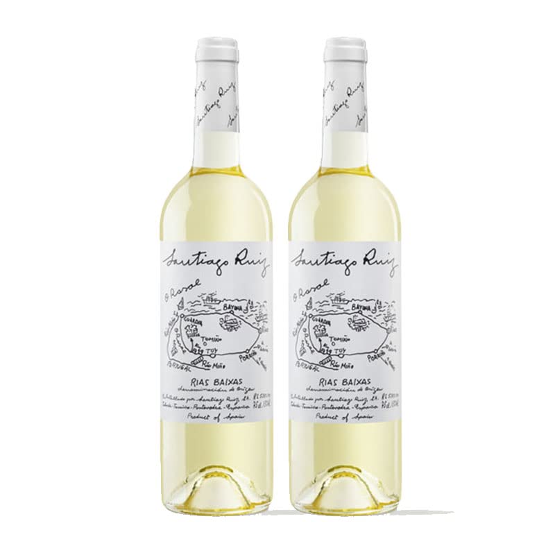 Vino Blanco Santiago Ruiz de 75 cl - D.O. Rias Baixas - Bodegas Santiago Ruiz (Pack de 2 botellas)