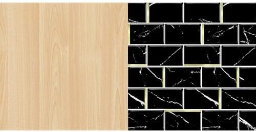 Bundle Includes (1) d-c-fix Self-Adhesive Film, Maple Wood, 17" x 78" Roll, 2-Pack & (1) DÉCOR Wow Peel & Stick Backsplash for Kitchen & Bathroom, (8) 12x12-inch Sheets, Black Marble Subway with Gold