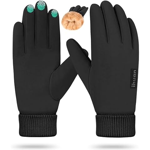 ihuan Winter Gloves for Men Women - Cold Weather for Running Cycling, Waterproof Snow Warm Thermal Touchscreen Finger Cover