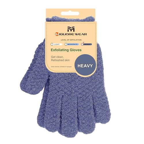 Migliore Wear Peelinghandschuh Exfoliating Gloves für Körper & Gesicht – Effektives Körperpeeling Peeling Handschuh Duschschwamm Luffa für Abgestorbene Haut, Ingrown Hair