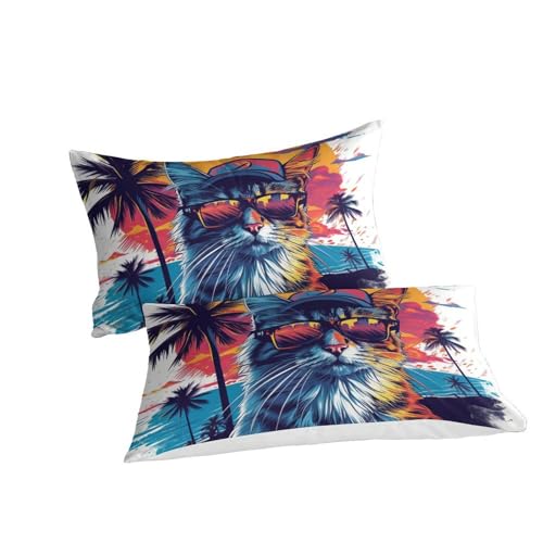 Parure de lit chat 3D 200x200 cm en microfibre avec 2 taies d'oreiller - 3