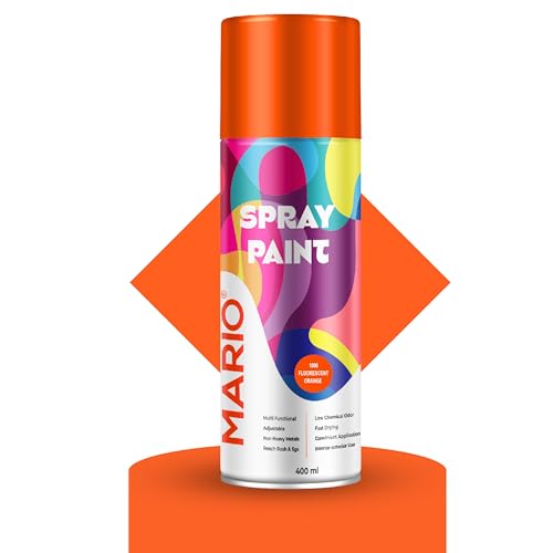 Image of Mario Spray Paint - 1006 Fluorescent Orange (400ml) | Neon Fluorescent Spray Paint for Bikes, Helmets, Walls & Sign Boards | High Visibility Color