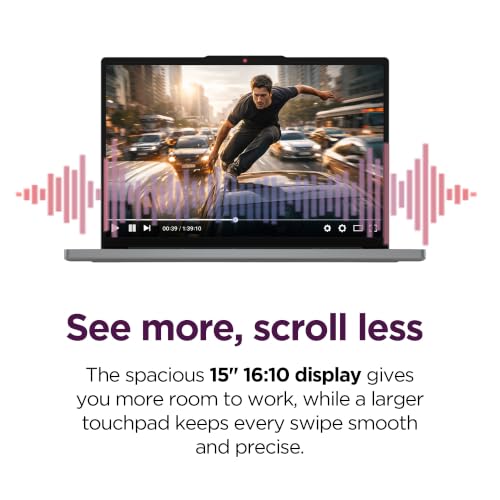 Image of Lenovo Chromebook m 15 inch - Everyday Laptop - Google Gemini - MediaTek Kompanio 540 CPU - 15.3 inch WUXGA IPS Display - 8GB RAM - 128GB UFS Storage - Integrated Arm Mali-G57 MC2 GPU - Luna Grey