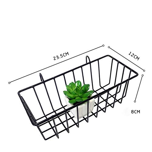 Hearthrousy Metallkorb Blumentopf Regal Draht Wandgitter Korb Draht Ablagekorb Eisen Wand angebrachter Dekoration Zahnstange Innenanhänger Metalldraht hängender Korb für kleine Einzelteile