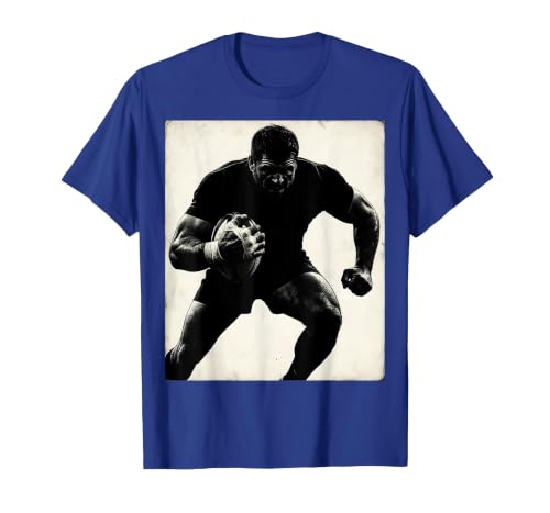 Battered Rugby Player Taped Hands Illustration T-Shirt, Men, Royal Blue, Medium