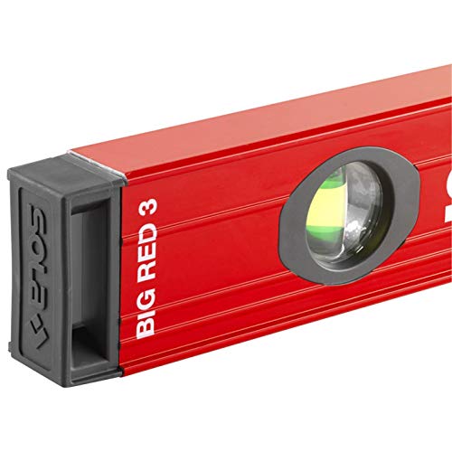 Sola 1219401 Wasserwaage Aluminium BIG RED3, 120cm mit 2 Handgriffen, Rot, 1200 mm