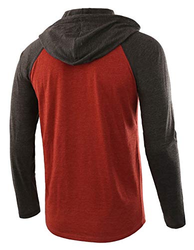 Hethcode Men's Casual Lightweight Long Sleeve Raglan Active Sports Henley Jersey Hoodie Shirts H.rusty/H.charcoal Xxl #TOP1