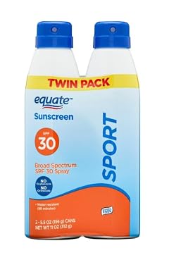 Equate Sport Sunscreen Spray SPF 30 Broad Spectrum Water Resistant Paraben Free 5 5 oz 2 Count