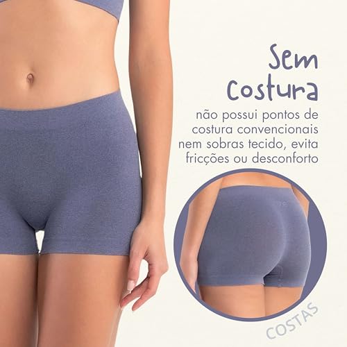 She by Mash Calcinha Boxer Sem Costura Microfibra Shortinho, Lilás, GG