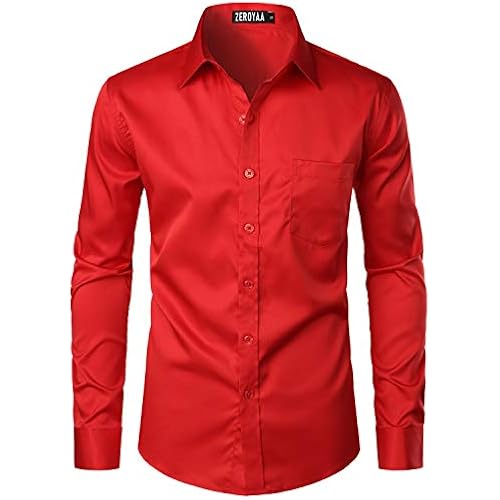 ZEROYAA Mens Urban Casual Business Slim Fit Dress Shirt