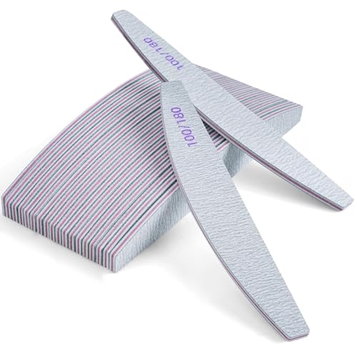 Vonsera Limes a Ongles Professionnelles 20 Pièces, Double Face Lime à Ongles 100/180 Grain, Réutilisable pour Manucure Gel, Capsules Ongles, Kit Onglerie Matériel Pro