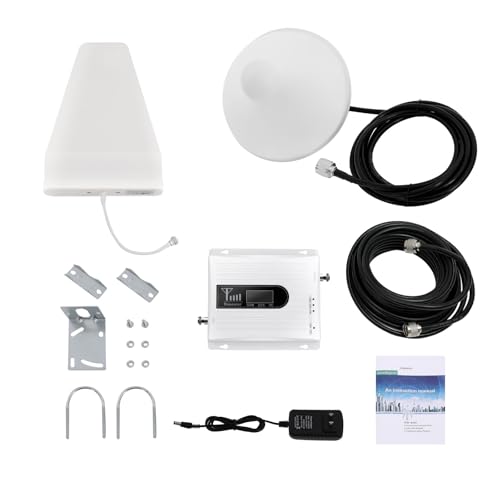 LyeXD Cell Phone Signal Booster, 900/1800/2100MHz Band Signal Amplifier Kit with Indoor Outdoor Antenna (3.0m Cable), 2G/3G/4G GSM Mobile Signal Amplifier for Home,Coverage Area Up to 300-500㎡
