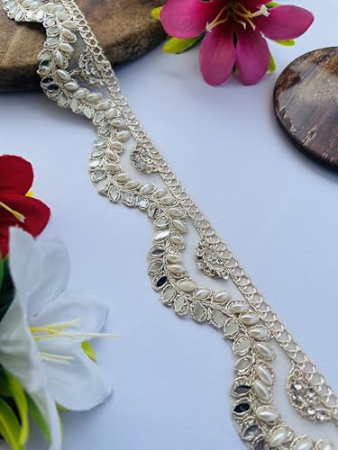 Cinta de encaje indio con perlas para decorar cortinas de salón 8