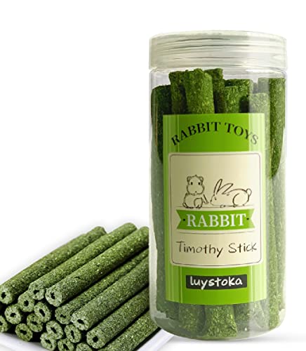 luystoka 20 piezas Timothy heno palos molares juguetes para conejo, cobaya, chinchillas, hámsteres, ardilla, animales pequeños masticar palos juguetes Cover
