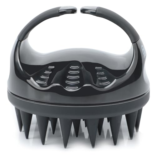 Image of FREATECH Hair Scalp Massager Shampoo Brush with Long & Soft Silicone Bristles for Scalp Care, Gentle Scrub to Exfoliate, Intensive Massage to Relax The Head, Dandruff Removal and Hair Growth, Black