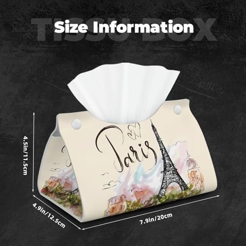 The Famous Paris Eiffel Tower Tissue Box Cover Rectangle PU Leather Facial Tissue Case Paper Holder Organizer for Decor Bathroom Vanity Countertop Bedroom Dresser Night Stand Desk Tabletop Car Office by DSSWTP - Image 4